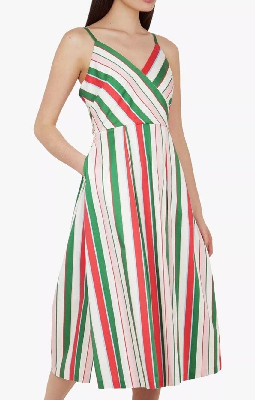 NWT Ted Baker Noriie Tutti Frutti Stripe Cotton Midi Dress Size 2 US 6